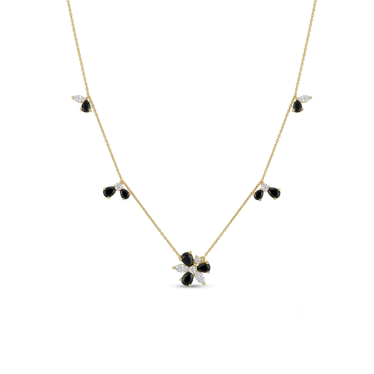 Black Bloom Cascade Necklace