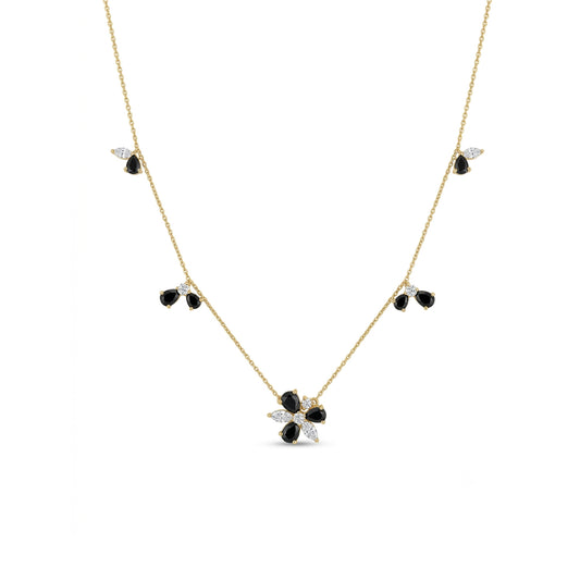 Black Bloom Cascade Necklace