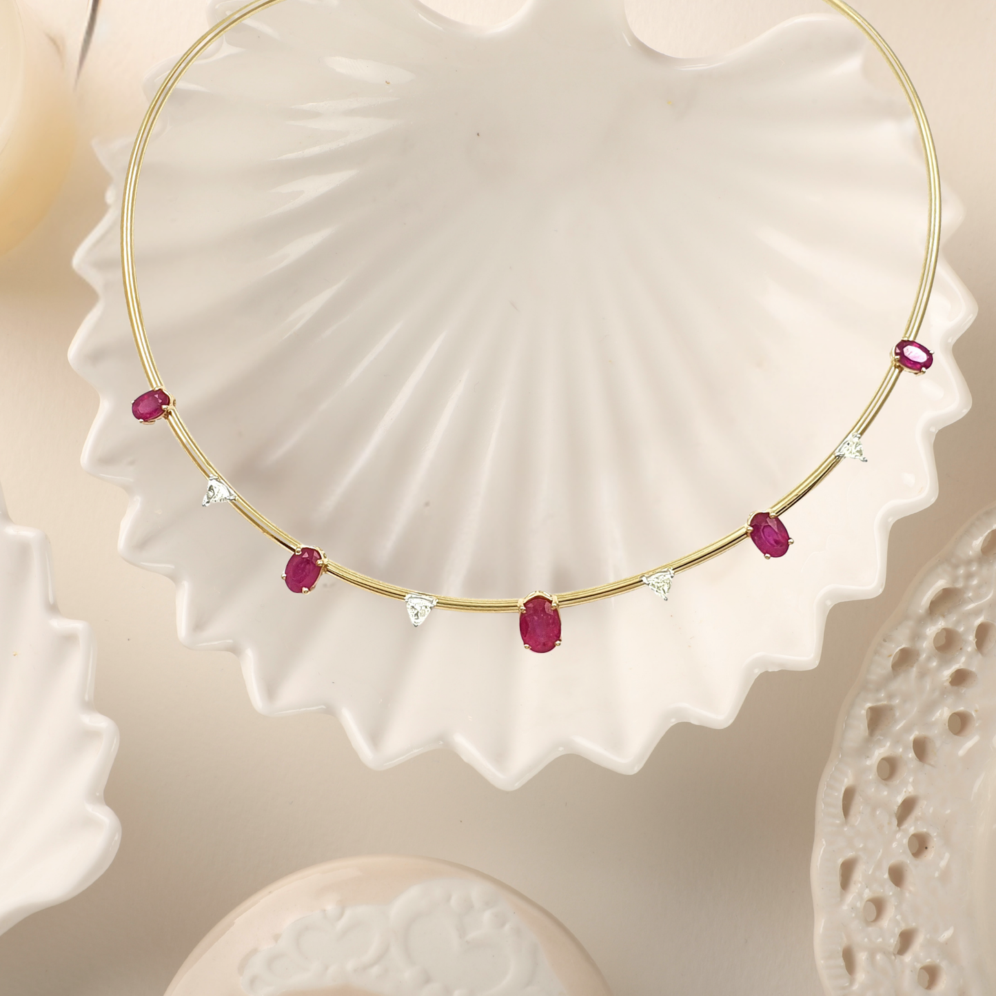 Petal Collar Neckband - Rubies and Diamonds