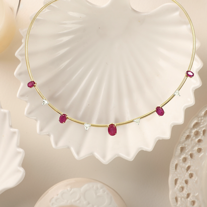 Petal Collar Neckband - Rubies and Diamonds