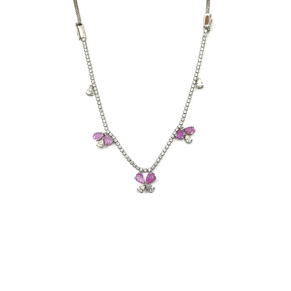 Bloom Butterfly Diamond Necklace with Purple Sapphire