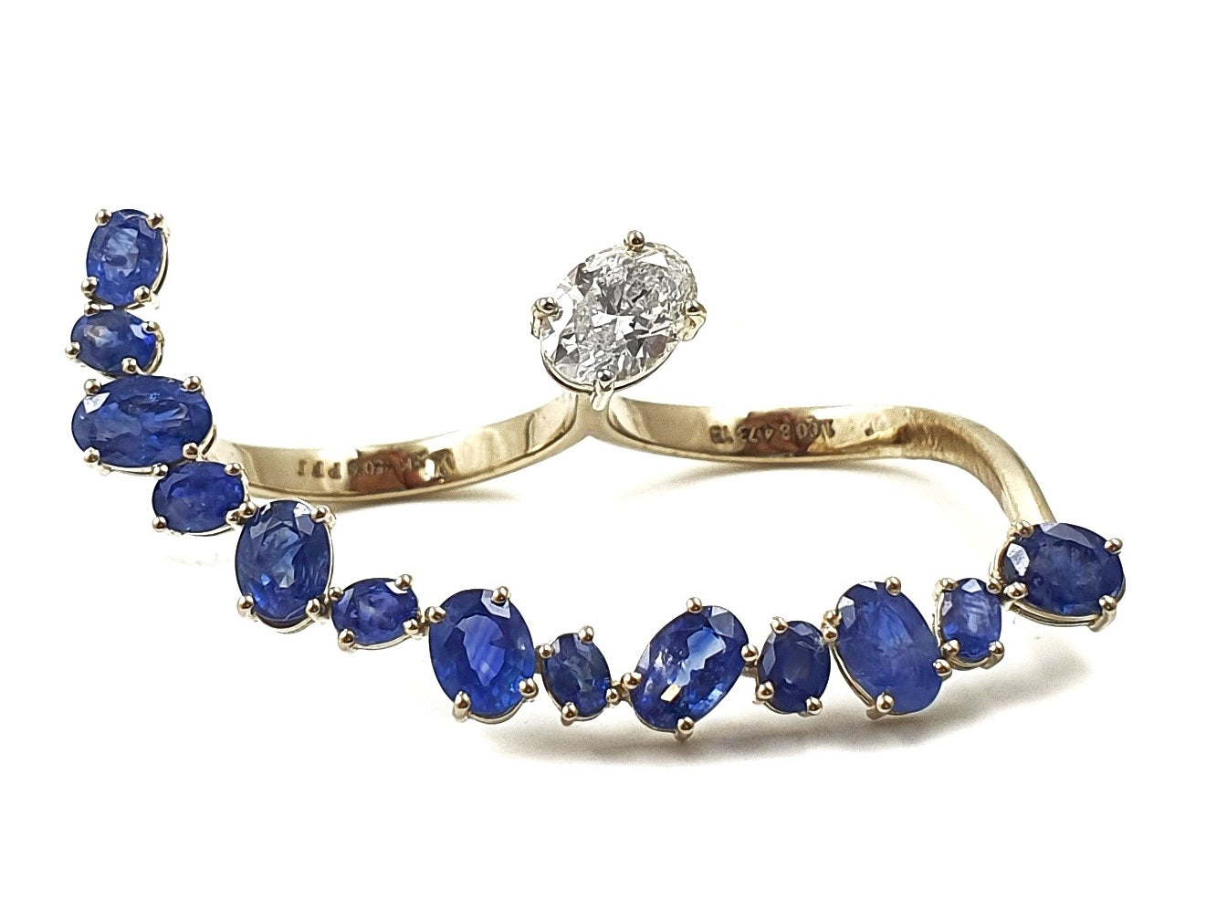 Bloom 2-Finger Sapphire & Solitaire Ring