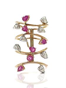 Rise Pink Sapphire & Diamond Leaf Ring