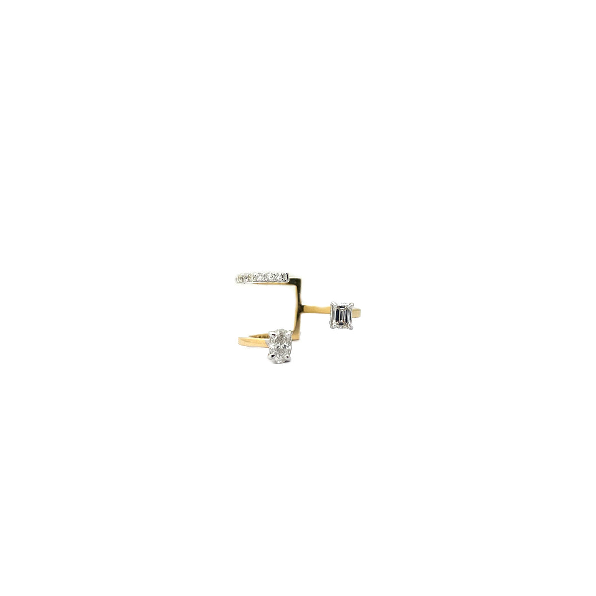 Rise Diamond Geometric Open Ring