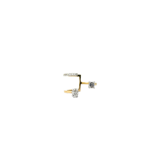 Rise Diamond Geometric Open Ring