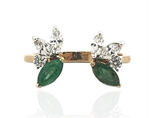 Rise Emerald & Diamond Leaf Ring