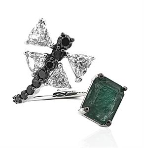 Bloom Emerald & Black Diamond Ring