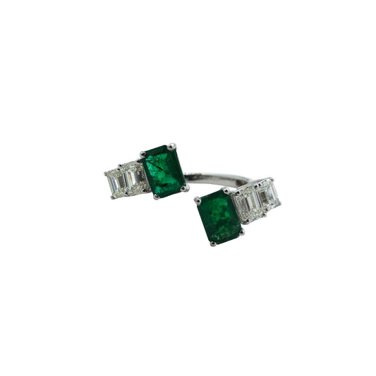 Bloom Emerald Diamond Open Ring