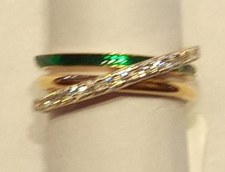 Bloom Green Enamel Diamond Ring