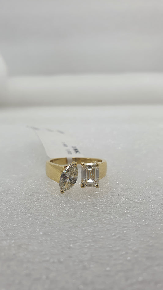 Bloom Pear & Emerald-Cut Diamond Ring