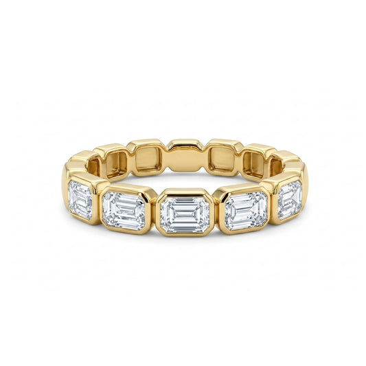 Bloom Emerald-Cut Diamond Link Ring