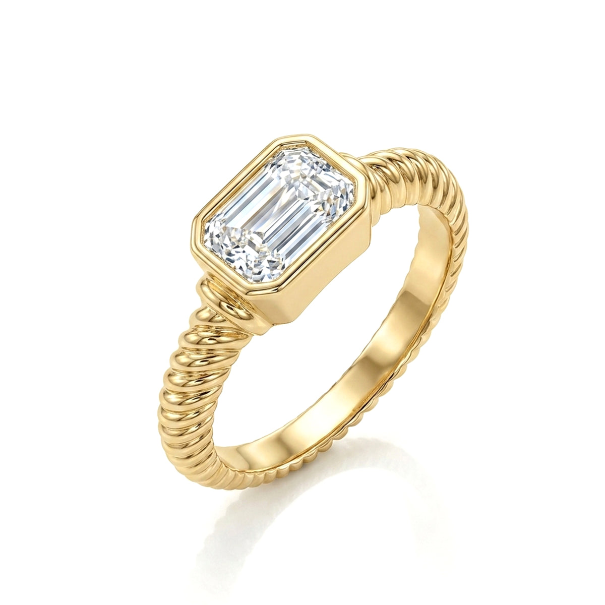Bloom Emerald-Cut Diamond Gold Ring