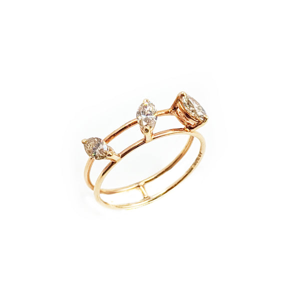 Double Cord Marquise Trio Ring