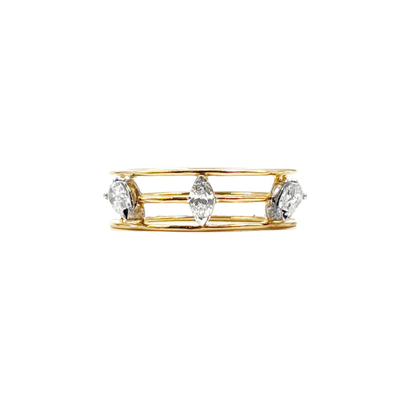 Triple Cord Marquise Pear Ring