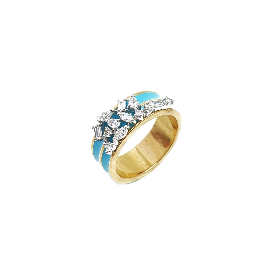 Blue Mix Shape Trio Ring