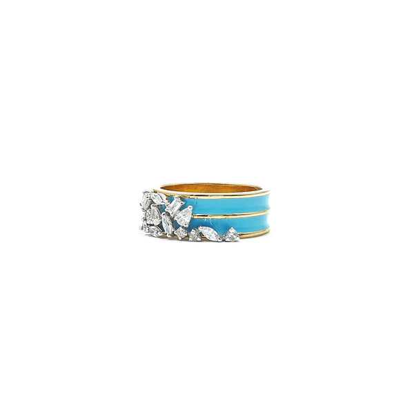 Blue Mix Shape Trio Ring