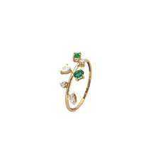 Load image into Gallery viewer, Diamond &amp; Emerald Leafy Ring
