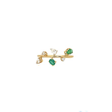 Load image into Gallery viewer, Diamond &amp; Emerald Leafy Ring
