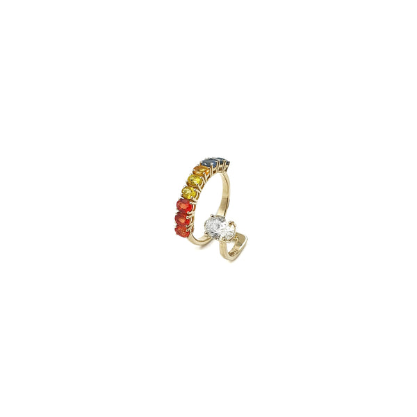 Multi Sapphire & Oval Solitaire Ring