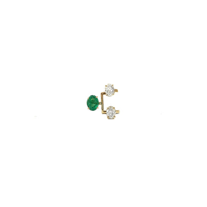 Oval Emerald and Diamond Ring - 2 Tier