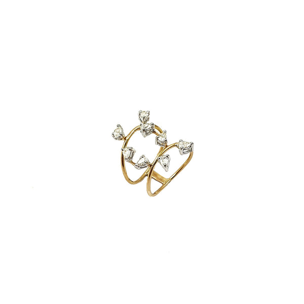 Rise Fancy Pear Two Row Ring