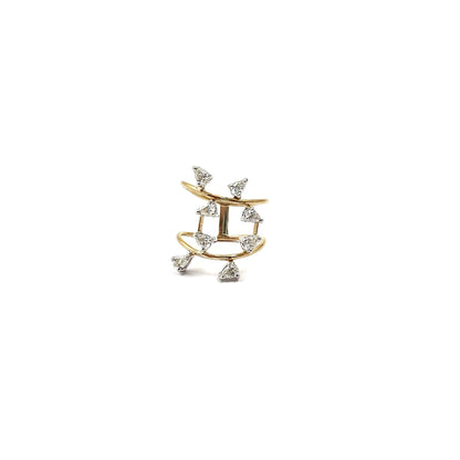 Rise Fancy Pear Two Row Ring