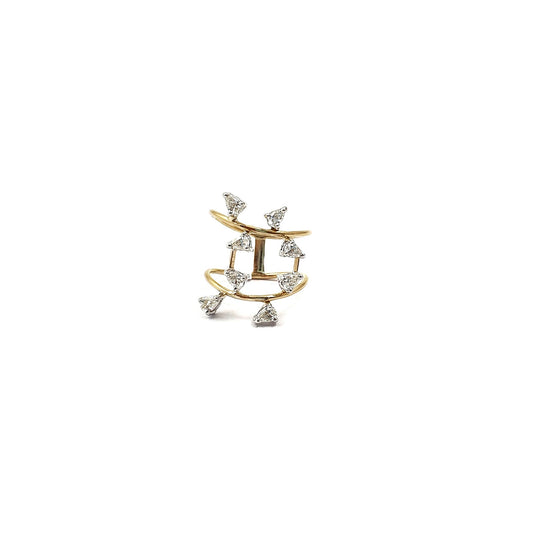 Rise Fancy Pear Two Row Ring