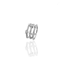 Load image into Gallery viewer, Bloom Trippel Line Diamond Ring with Trillion and Pear
