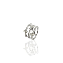 Load image into Gallery viewer, Bloom Three Line Diamond Ring with Marquise and Pears
