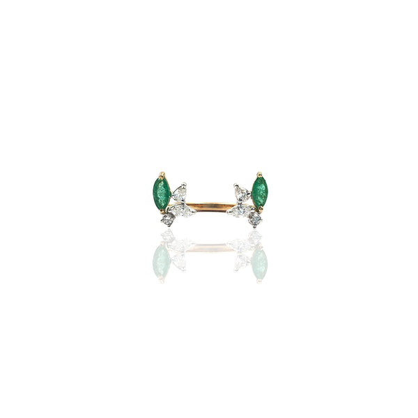 Bloom Ring with Marquise Shape Zambian Emerald
