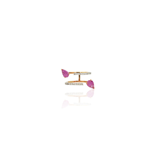 Pink Sapphire Leafy Ring