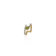 Load image into Gallery viewer, Green Sapphire 2 lined Leafy Ring
