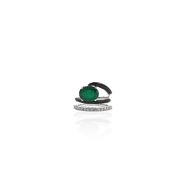 Yin & Yang Double Line Emerald Ring