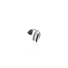 Load image into Gallery viewer, Yin &amp; Yang Spiral Ring with Pear Shape Black Diamond
