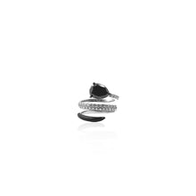 Load image into Gallery viewer, Yin &amp; Yang Spiral Ring with Pear Shape Black Diamond
