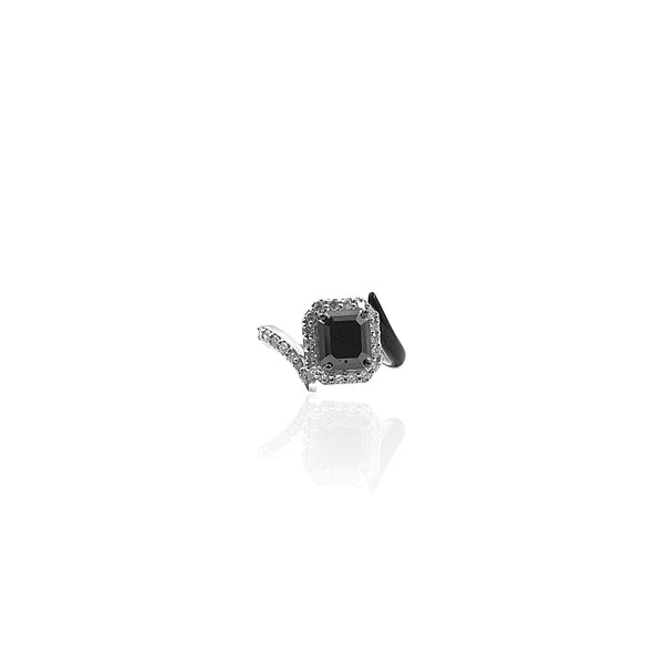 Yin & Yang Diamond Ring with Asscher Cut Black Diamond