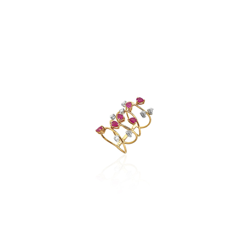 Pear Diamond Double Ring