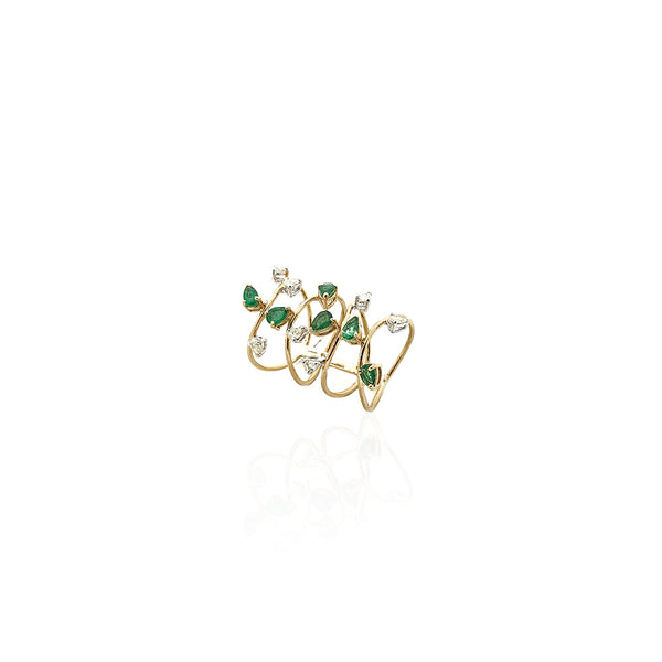 Spiral Ring in Emerald & Diamond