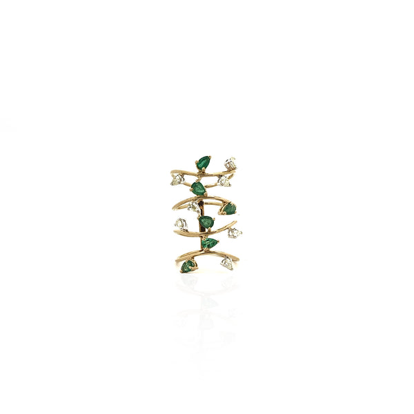 Spiral Ring in Emerald & Diamond