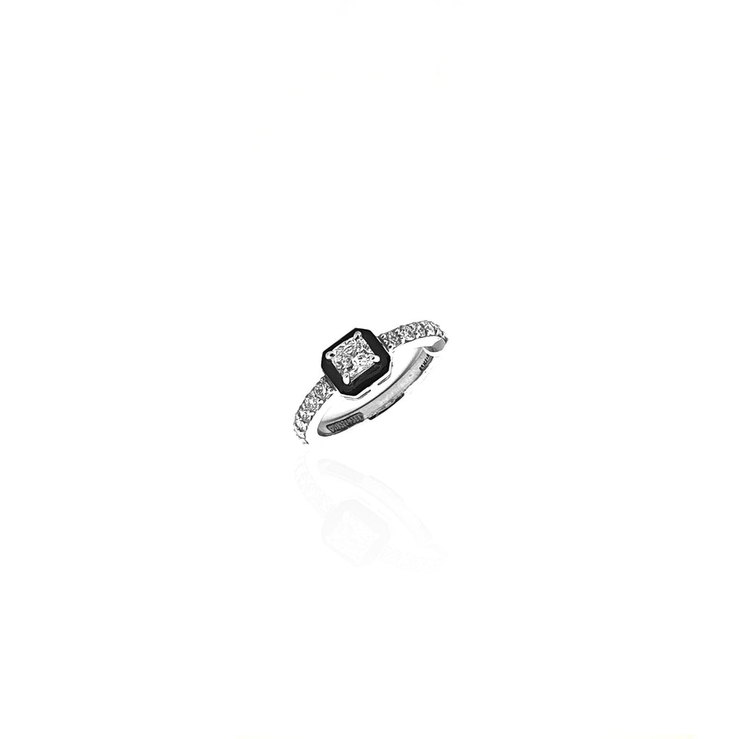 Yin & Yang Ring with Cushion shape center DIamond