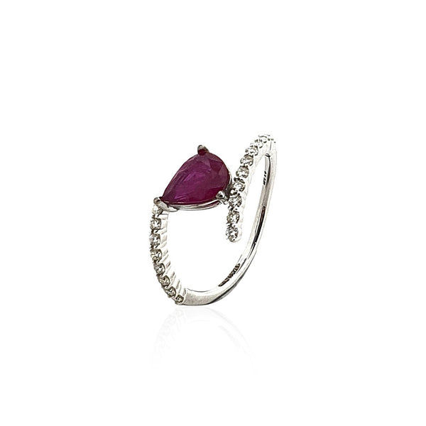 Two line carved Bloom ring in Ruby Stone