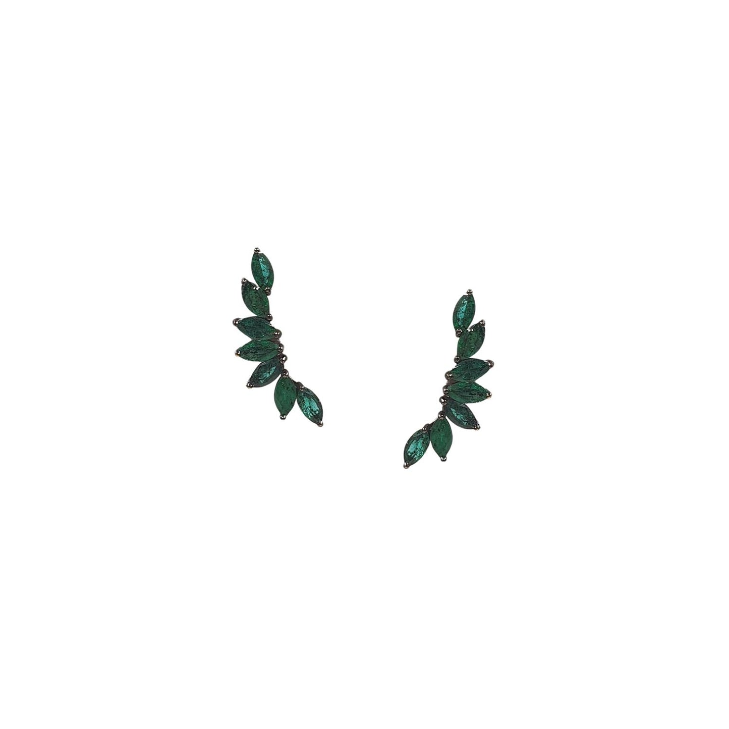 Zambian Emerald Leaf Cascade Earrings