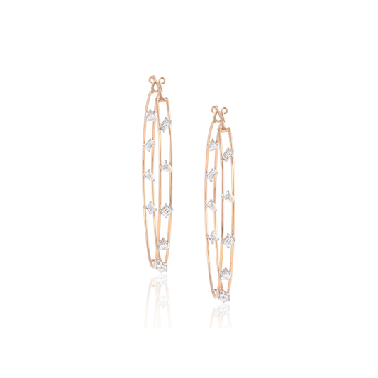 Diamond Hoop Earrings – Rose Gold