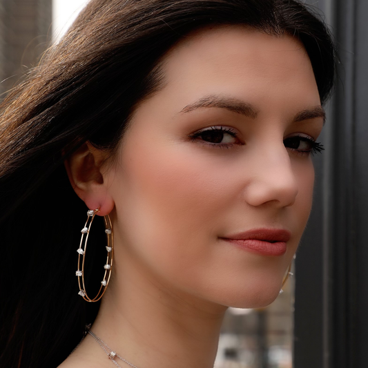 Diamond Hoop Earrings – Rose Gold