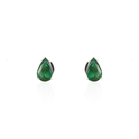 Zambian Emerald Teardrop Studs