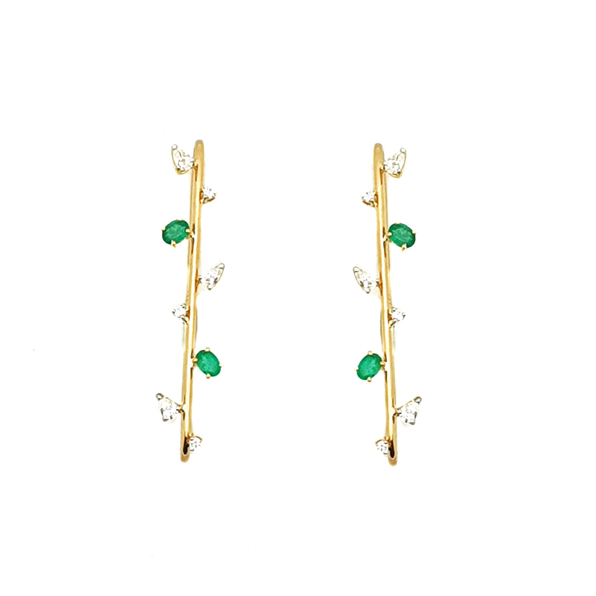 Rise Emerald & Diamond Branch Earrings