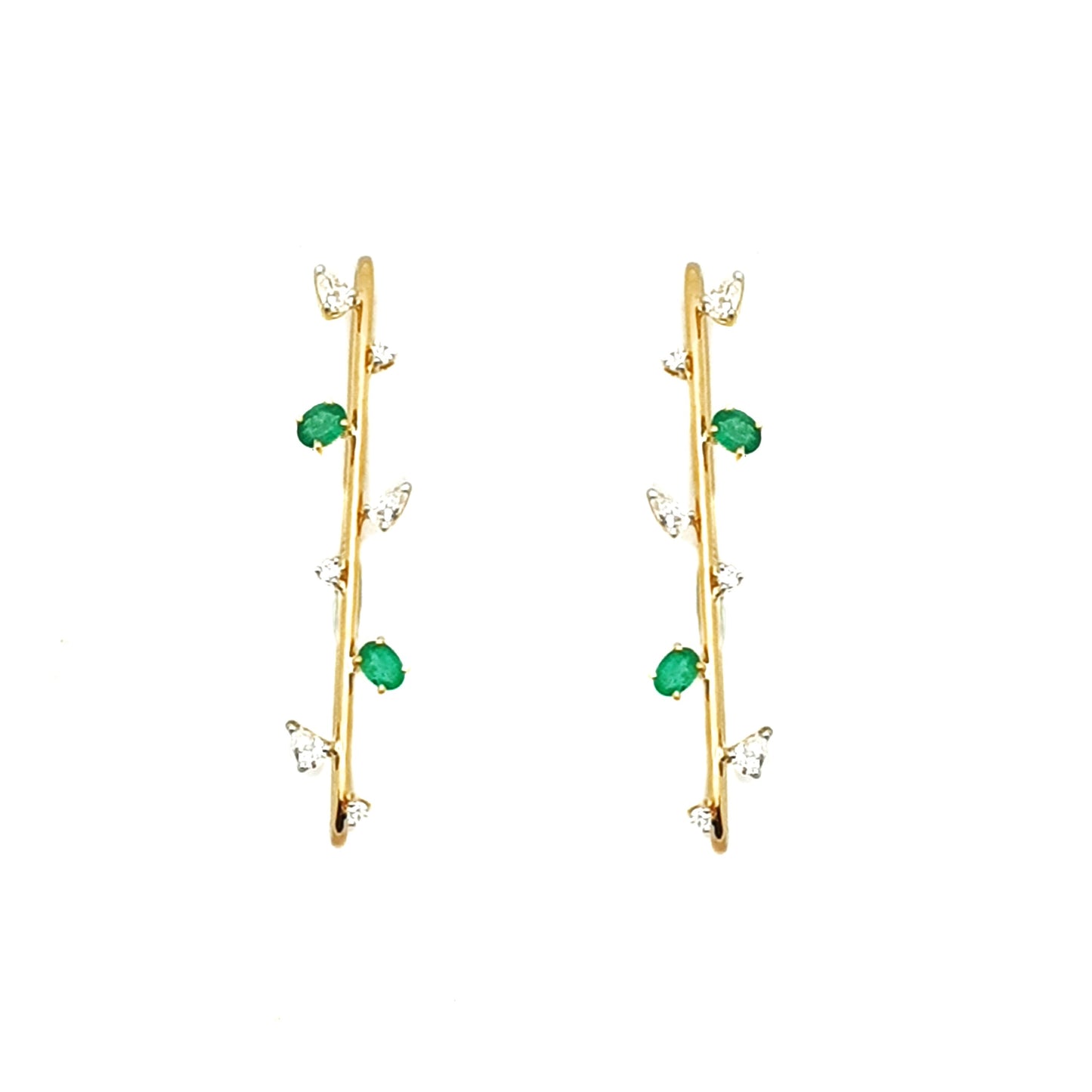 Rise Emerald & Diamond Branch Earrings