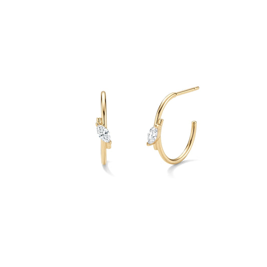 Bloom Marquise Diamond Hoop Earrings