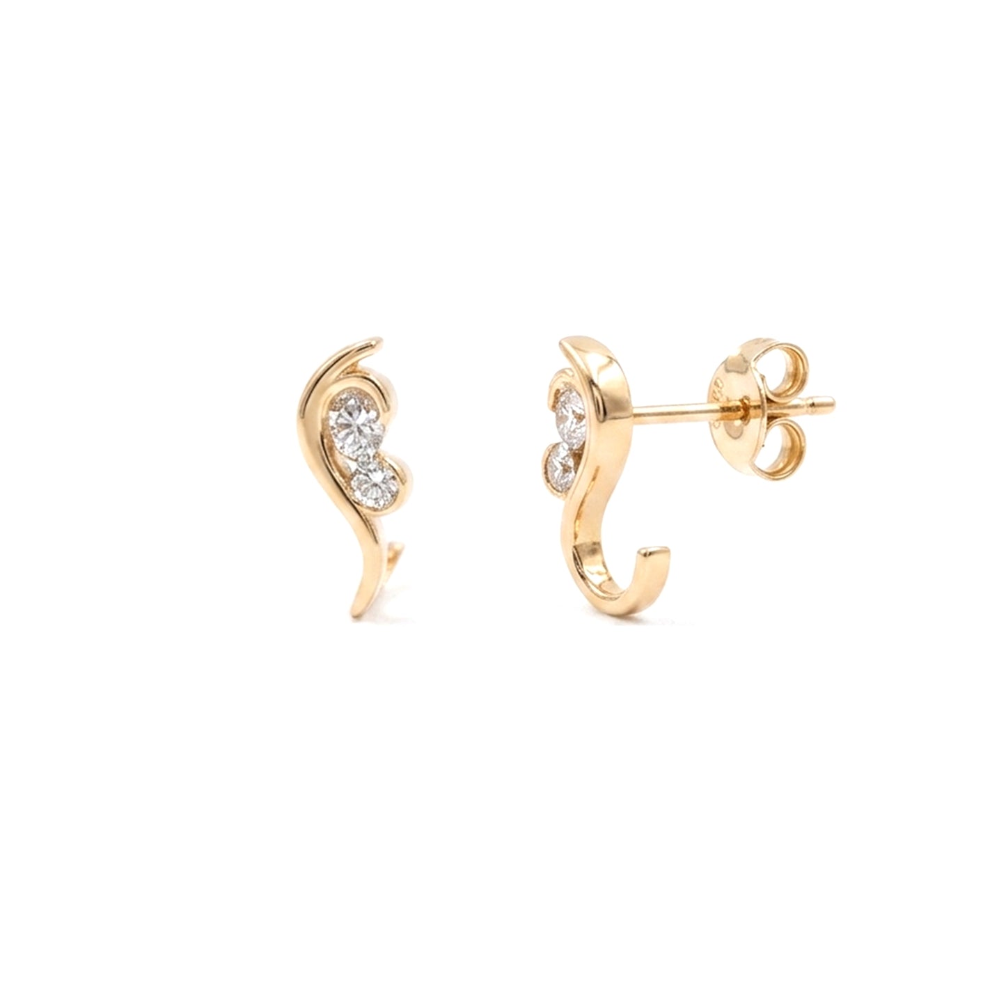 Bloom Curved Diamond Stud Earrings