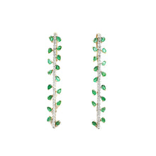 Load image into Gallery viewer, Ear Cuffs, Earcuffs, Diamond Earring, Diamond Ear cuffs Earring, Diamond Earring, Yellow Gold Earring, Emerald Earring, Emerald Ear cuff, Green Stone Earring
